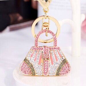 Pink Bag Keychain Rhinestone Bag Charm